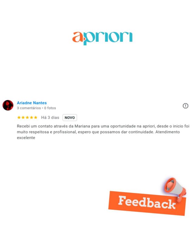 Nosso time brilhando! ✨

Recebemos um feedback incrível de um cliente sobre o excelente trabalho da @psi.marischnek 

👏 Parabéns pela dedicação e profissionalismo, que fazem toda a diferença. Seguimos juntos, entregando excelência!

Quer saber mais sobre os serviços da Apriori?

Clica no link da BIO!

#rh #recrutamento #consultoria #vagas